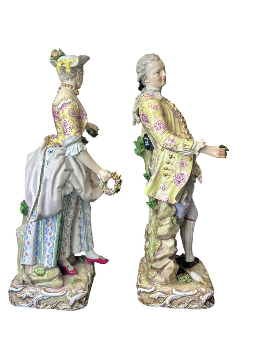 Large Meissen Porcelain Figurines Depicting A Couple Of Gardeners -photo-4