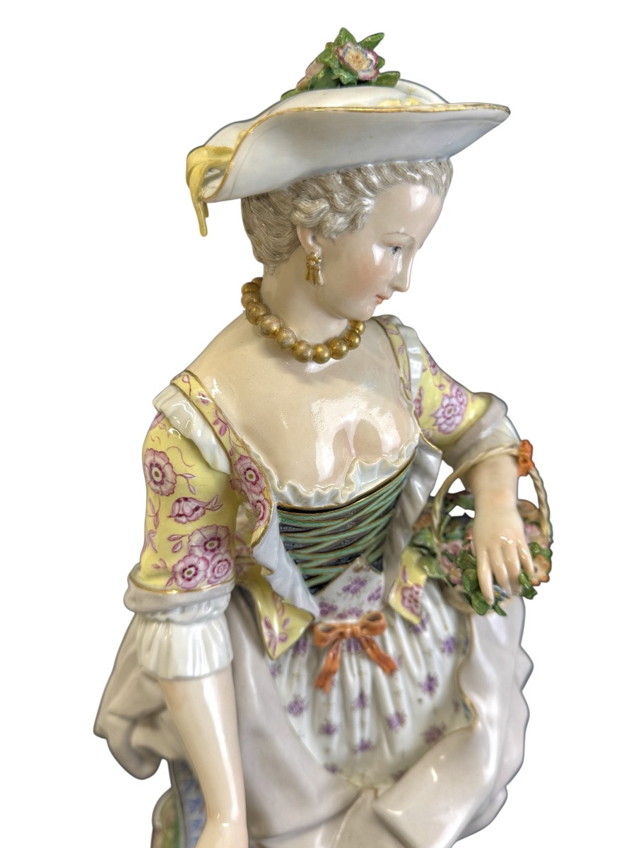 Large Meissen Porcelain Figurines Depicting A Couple Of Gardeners -photo-6
