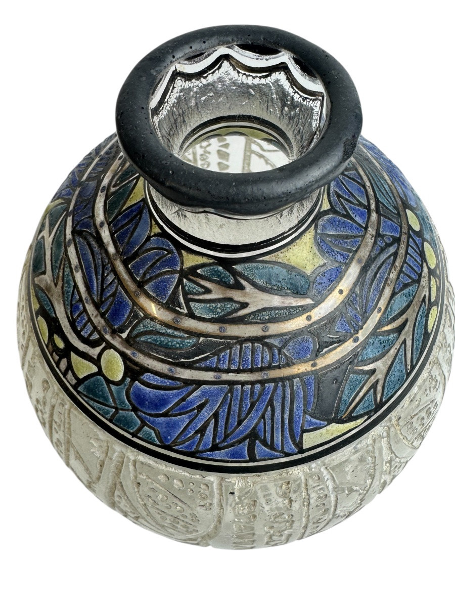 ADelatte Nancy - Vase Art Déco aux motifs géométriques-photo-4