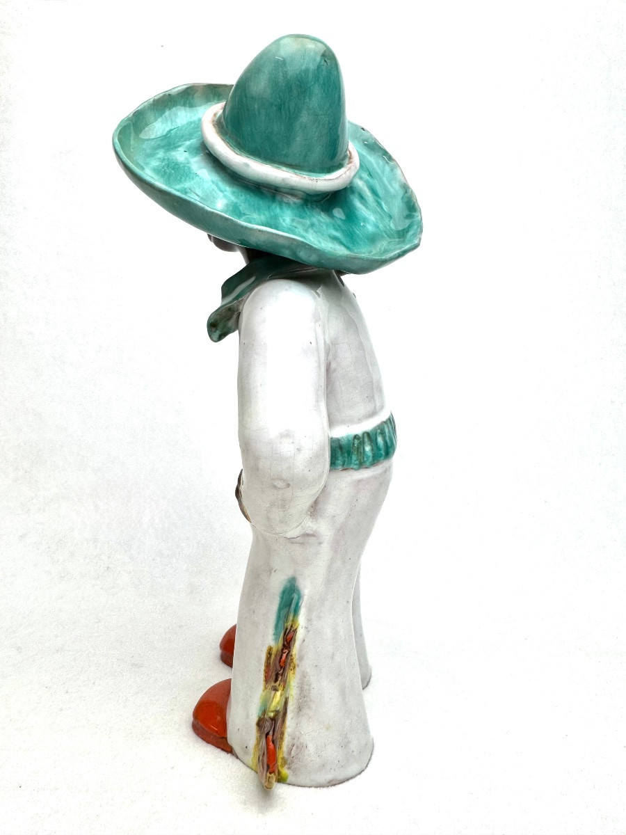 Mária Ráhmer - Art Deco Ceramic Figurine, Mexican Boy. -photo-1