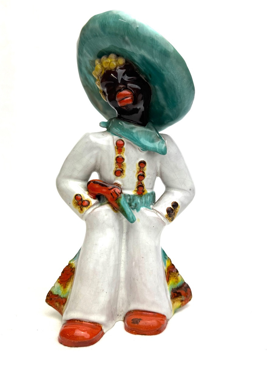 Mária Ráhmer - Art Deco Ceramic Figurine, Mexican Boy. -photo-3