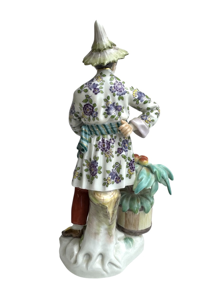 Meissen Japanese Porcelain Figurine With Flower Pot-photo-4