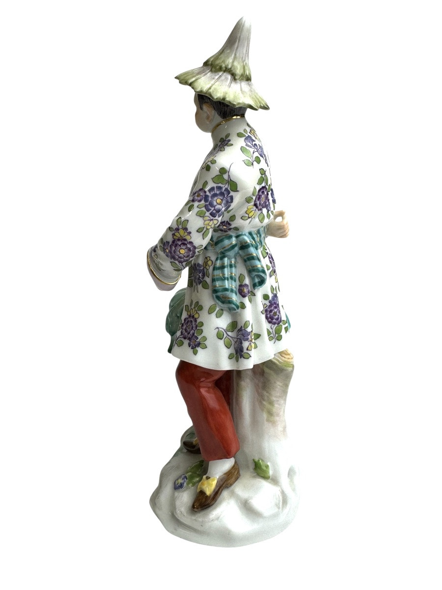 Meissen Japanese Porcelain Figurine With Flower Pot-photo-1