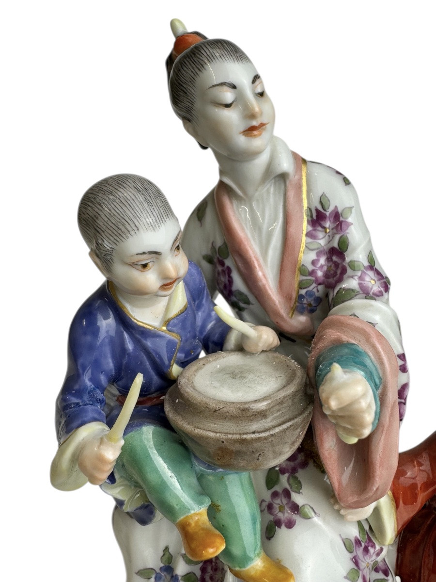 Meissen, grupe en porcelaine femme japonaise avec des enfants -photo-5