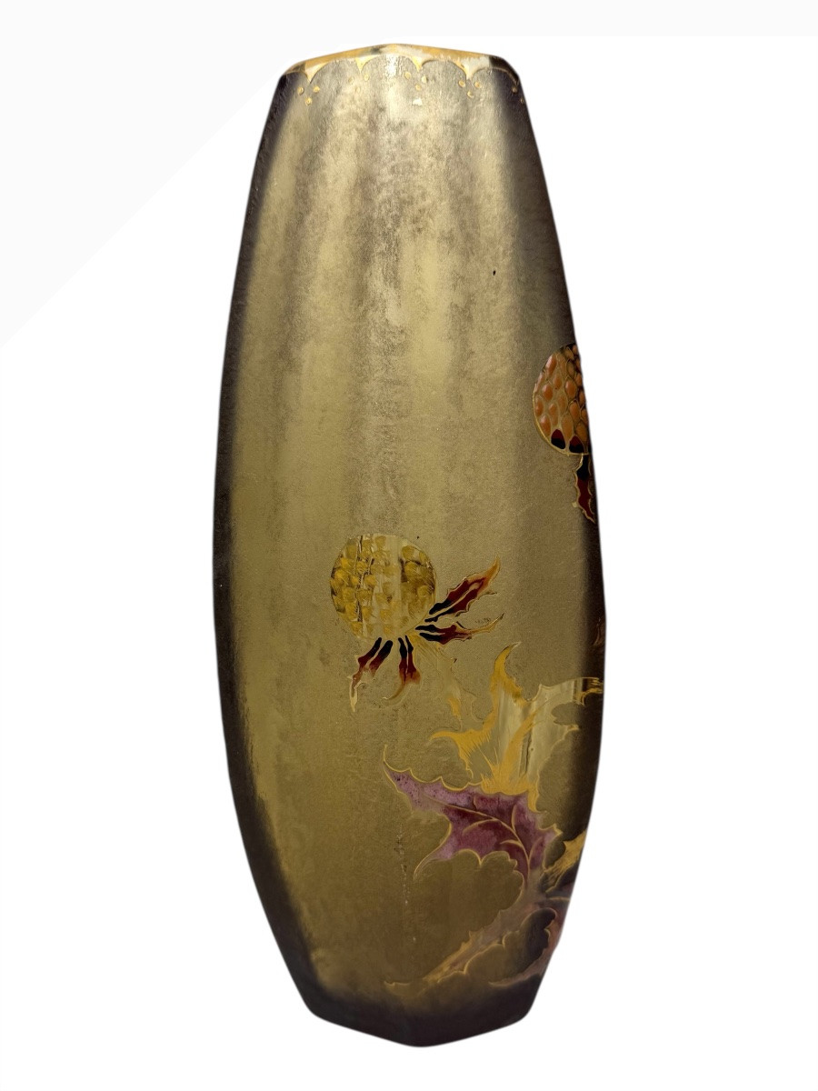Gallé, Vase With Enameled Thistle Decoration (1890-1894)-photo-2