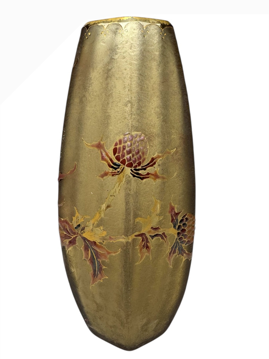 Gallé, Vase With Enameled Thistle Decoration (1890-1894)-photo-4