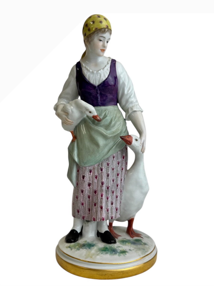 Jakob Ungerer  pour Meissen - Figure en porcelaine, La Gardienne d'oies