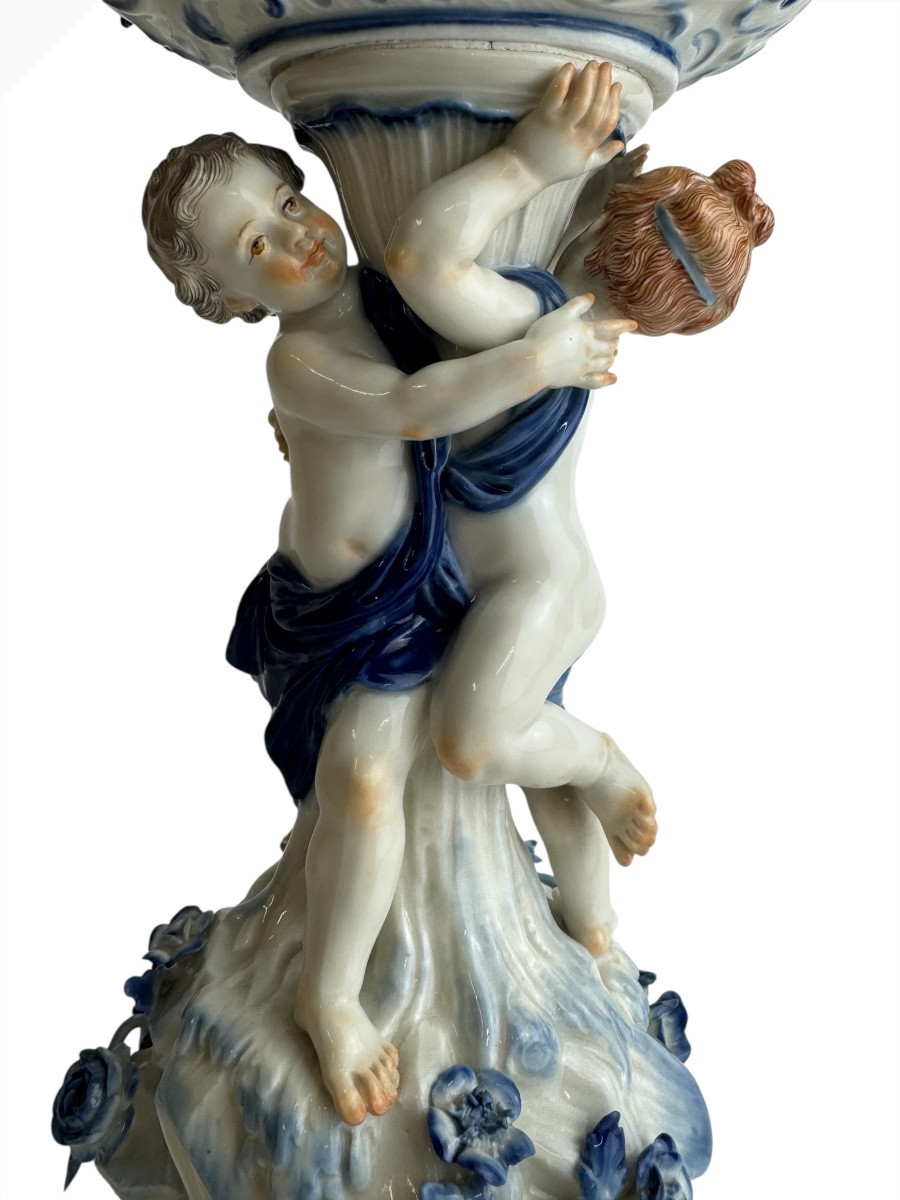 Meissen - Centre de table en porcelaine orné de deux cupidons -photo-4