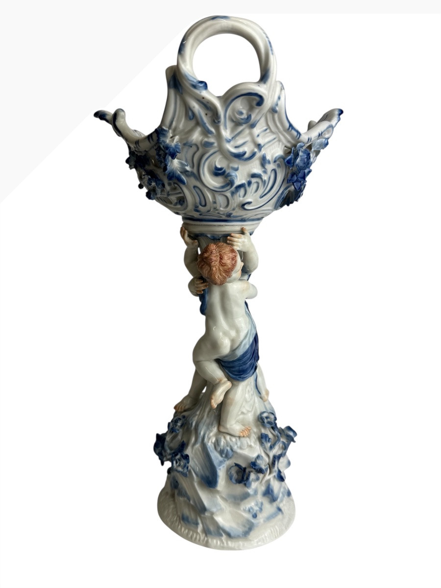 Meissen - Centre de table en porcelaine orné de deux cupidons -photo-5