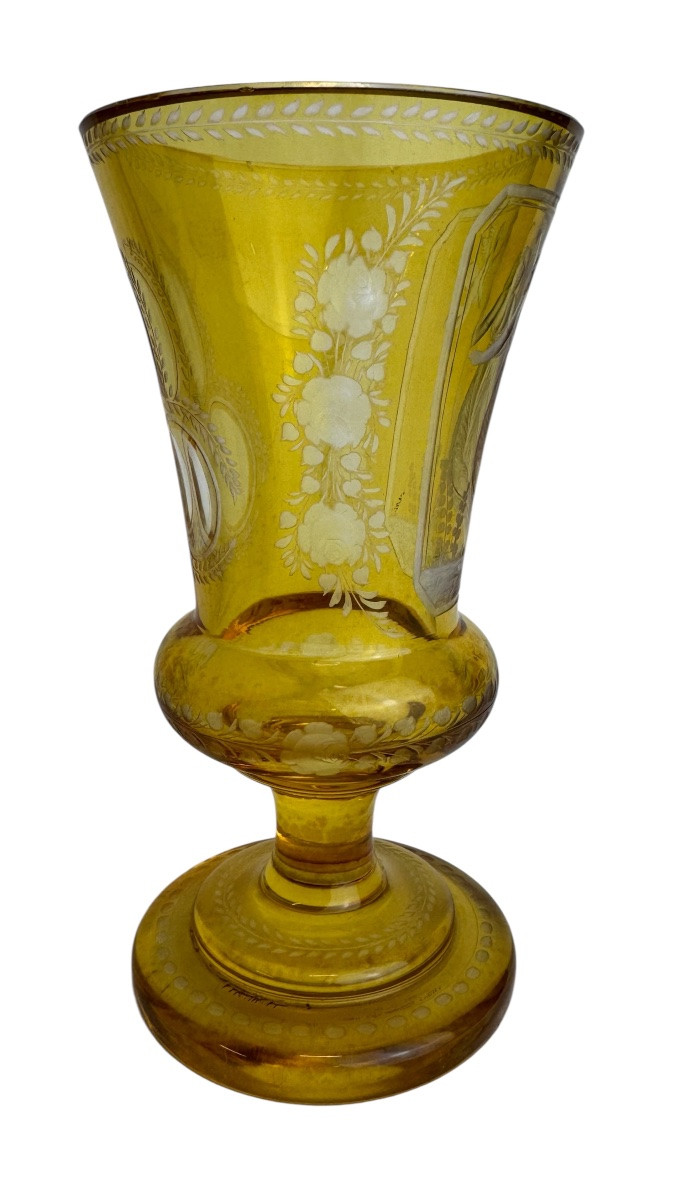 Verre à pied ancien en cristal de bohême -photo-3