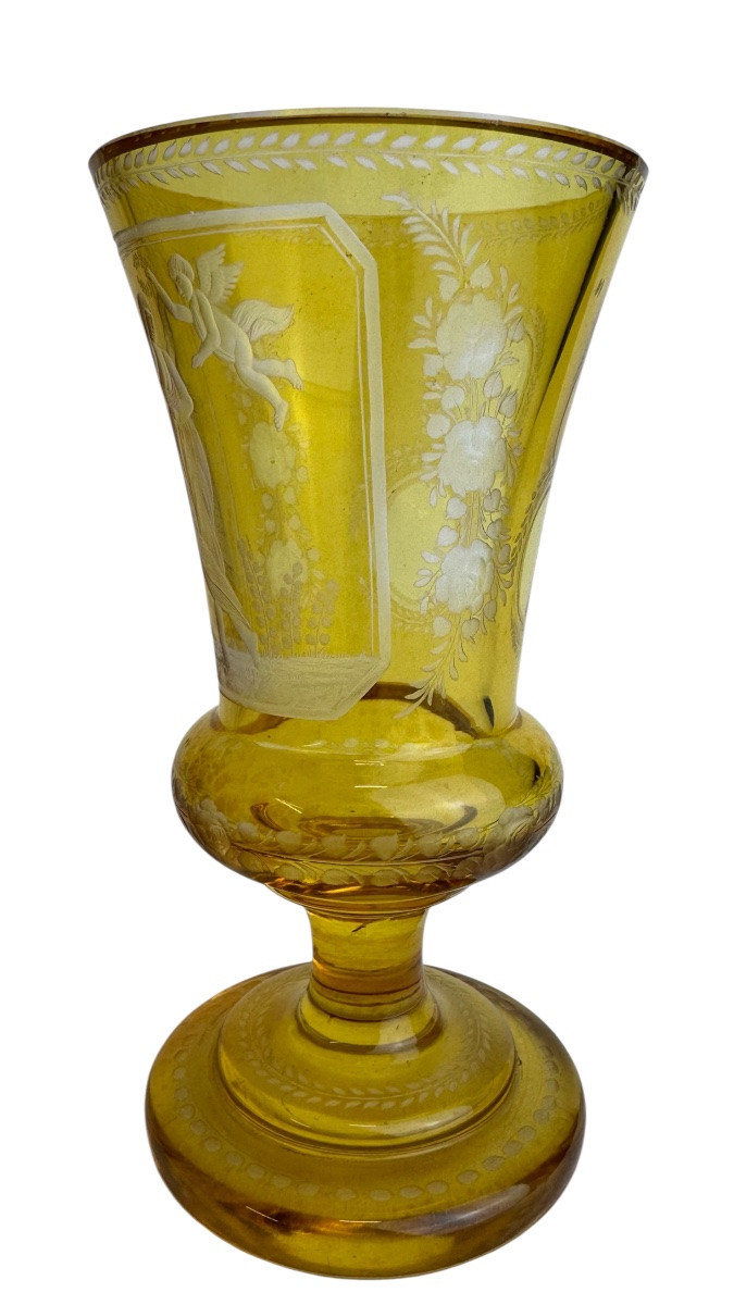 Verre à pied ancien en cristal de bohême -photo-1