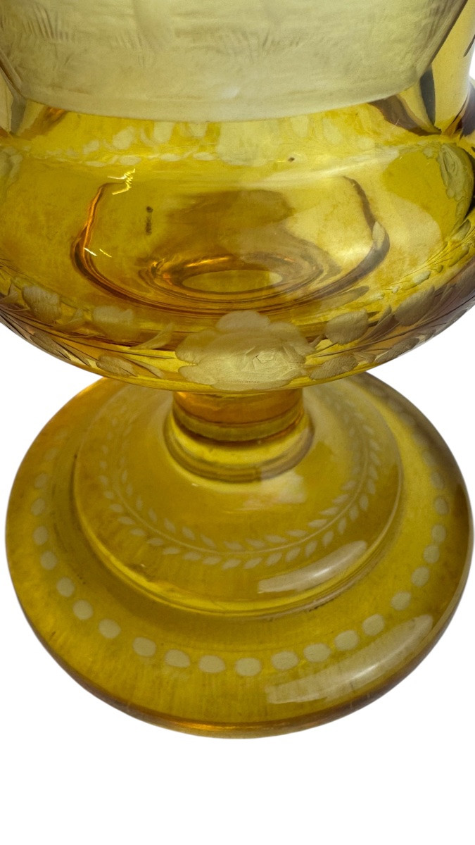 Verre à pied ancien en cristal de bohême -photo-3