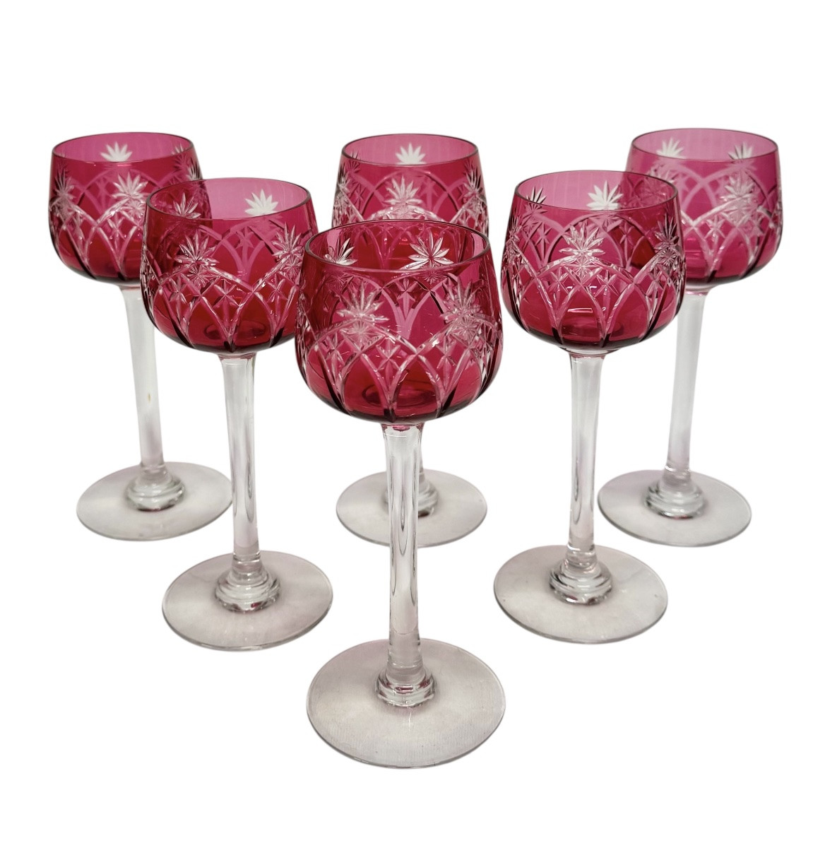 Suite de 6 verres à vin en cristal rouge-photo-2