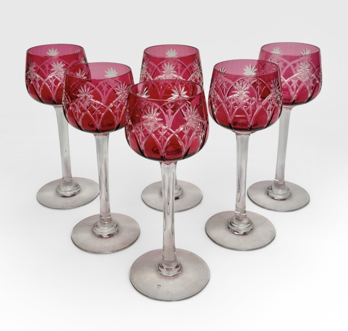 Suite de 6 verres à vin en cristal rouge-photo-3