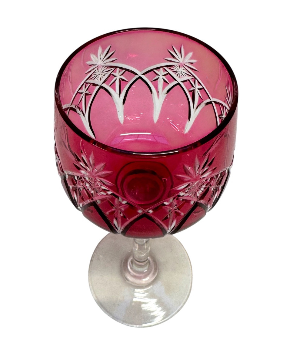 Suite de 6 verres à vin en cristal rouge-photo-3