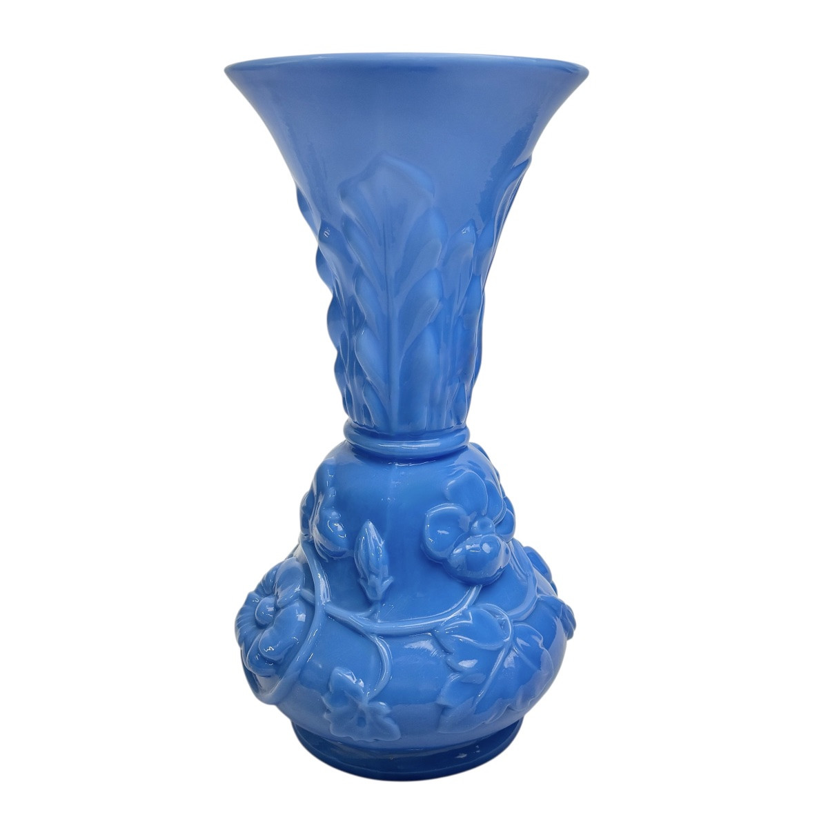 St Louis, vase en opaline modèle feuilles et guirlandes-photo-2