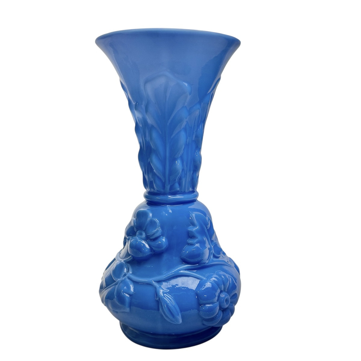 St Louis, vase en opaline modèle feuilles et guirlandes-photo-2