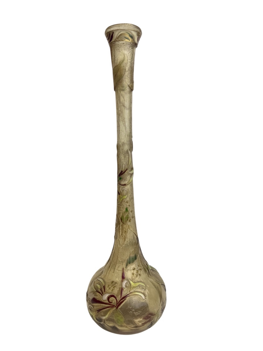 Émile Gallé - Vase à décor émaillé de Chèvrefeuilles-photo-2
