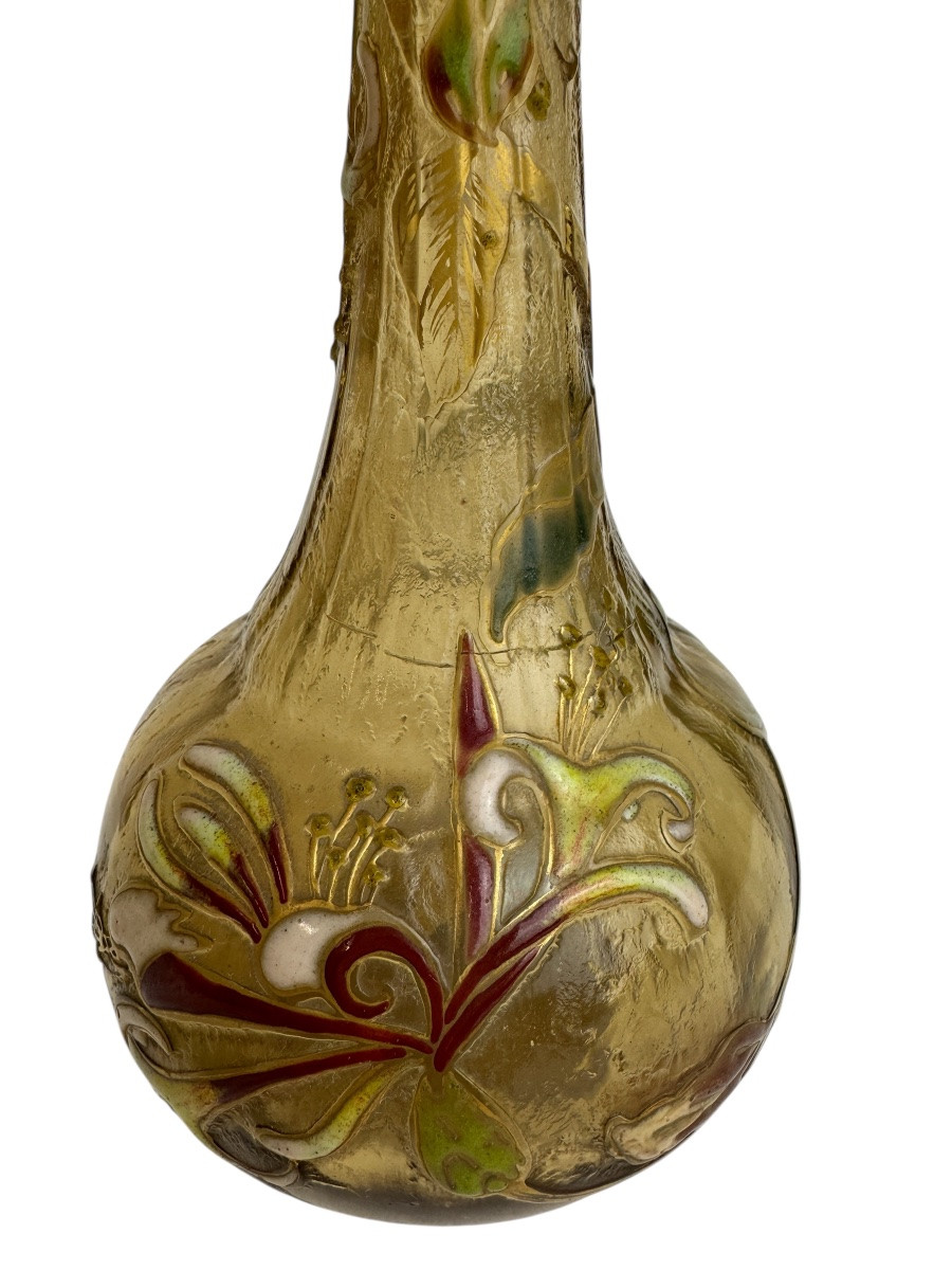 Émile Gallé - Vase à décor émaillé de Chèvrefeuilles-photo-5