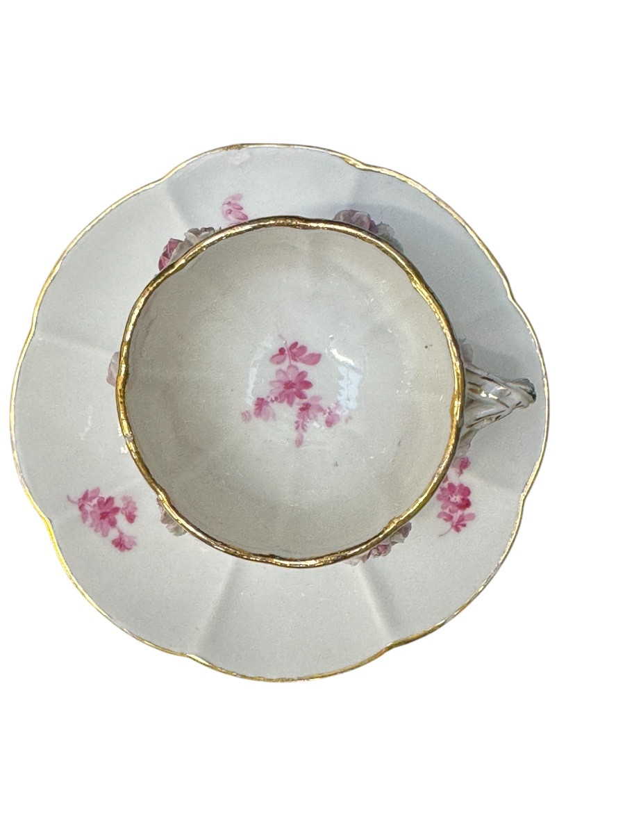 Meissen - Cup And Saucer Decorated With Flowers And Roses. -photo-4