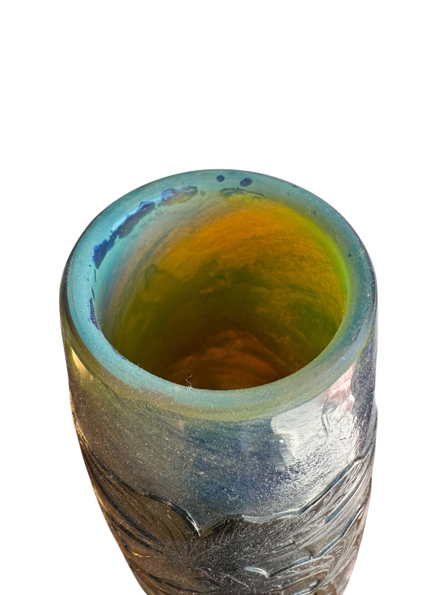 Gallé - vase intercalaire à décor de frêne de Bordeaux-photo-6