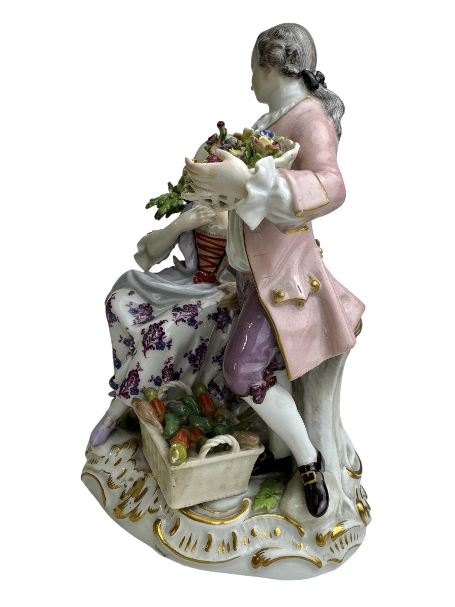 Meissen - Porcelain Group, Couple Of Gardeners. -photo-3