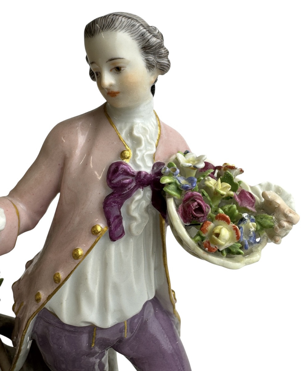 Meissen - Porcelain Group, Couple Of Gardeners. -photo-4