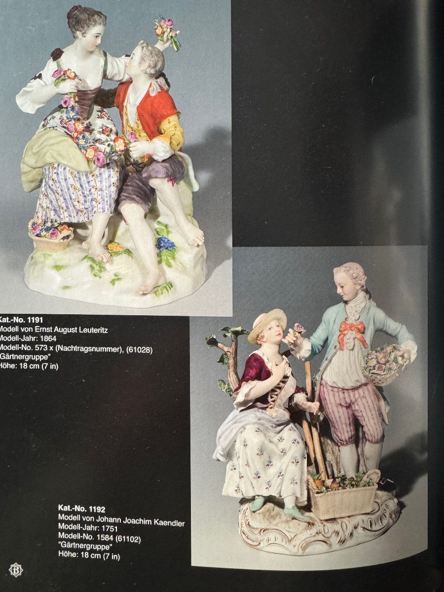 Meissen - Porcelain Group, Couple Of Gardeners. -photo-7