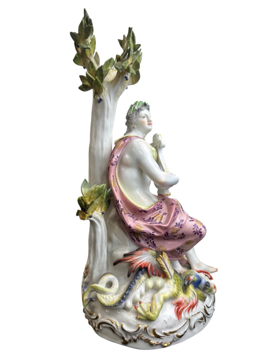 Meissen - groupe en porcelaine - Apollon et le dragon Phyton -photo-3
