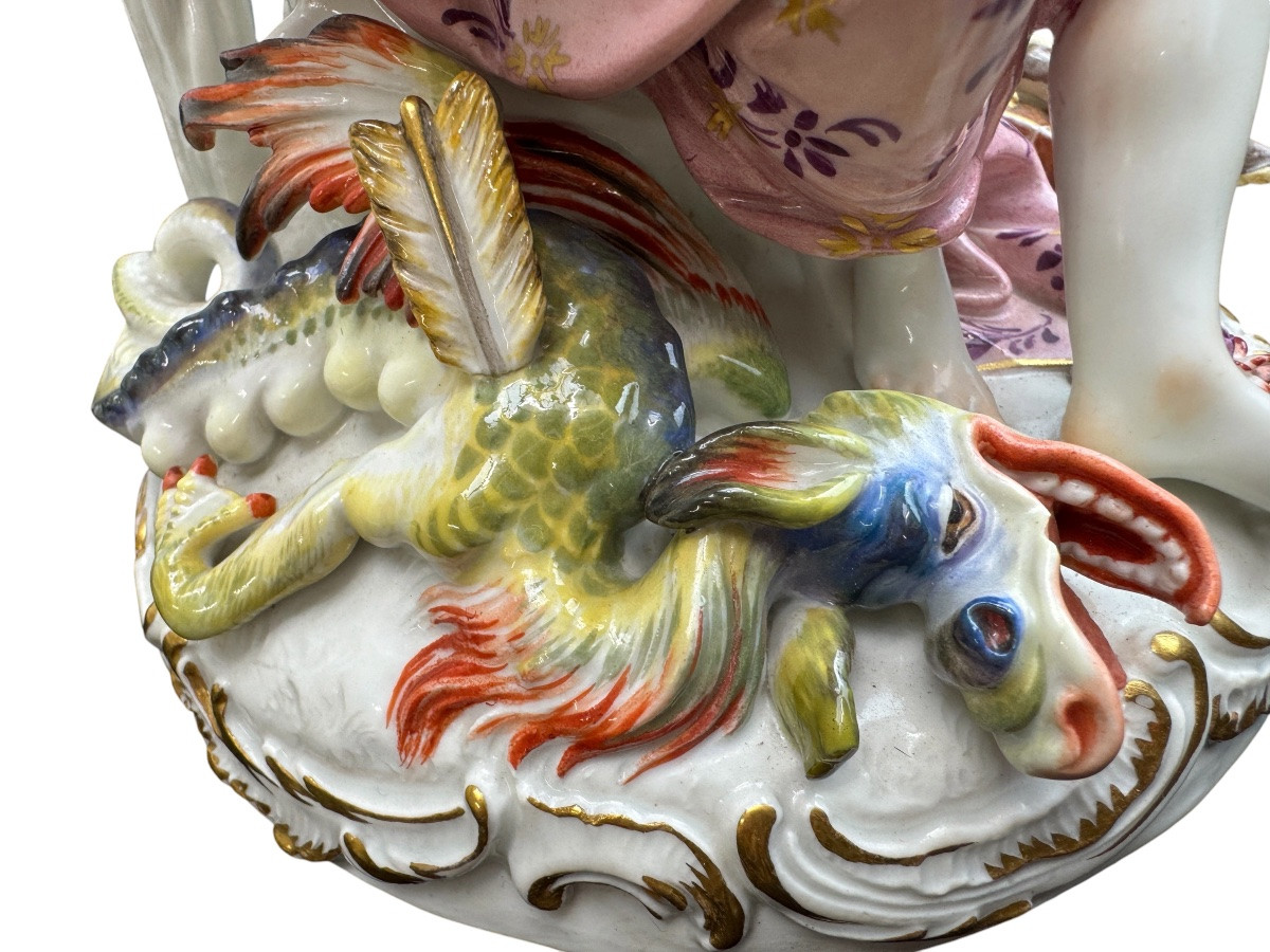 Meissen - groupe en porcelaine - Apollon et le dragon Phyton -photo-5