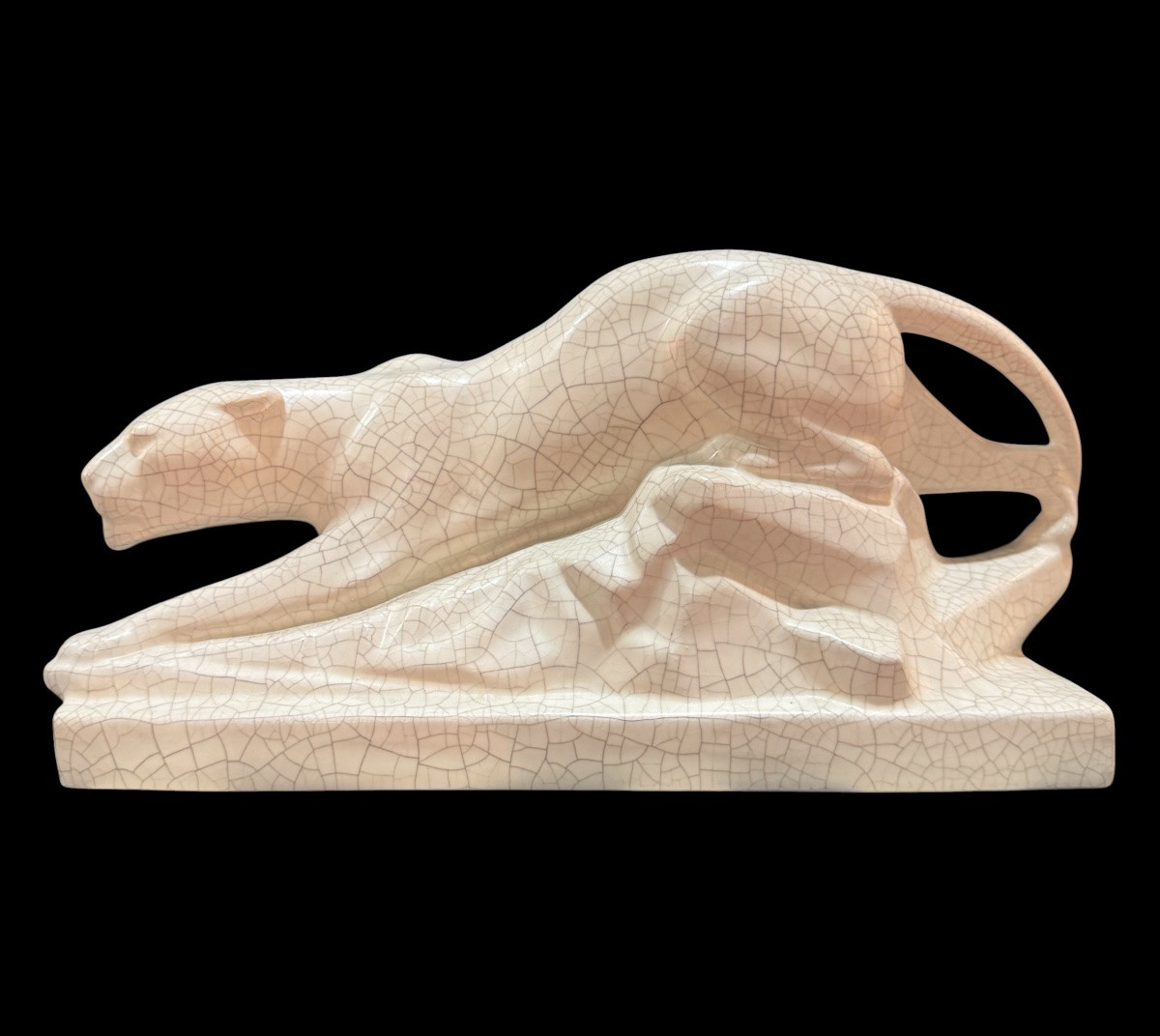 E. Siegl - Céramique craquelé Panthère à l'affut-photo-2