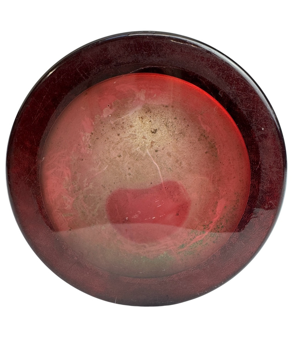 Baccarat - Uranium Crystal Vase With Raspberry Decoration-photo-5