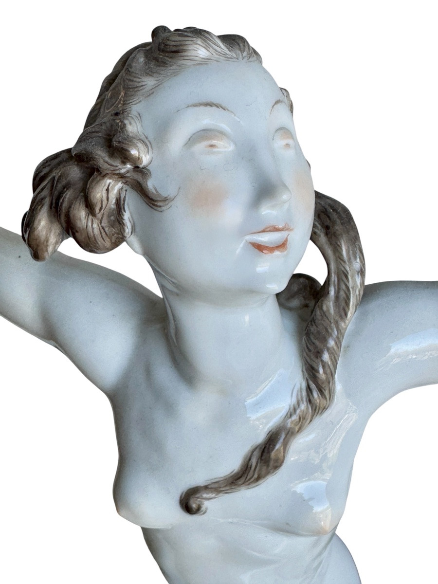 Volkstedt By Emil Paul Börner Porcelain Group Of Nude Galatea On A Dolphin-photo-4