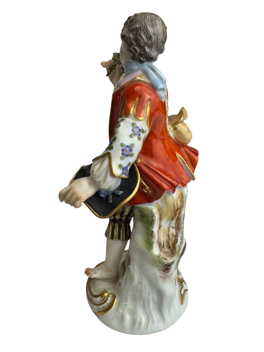 Meissen - Porcelain Figurine Of A Child Gardener With Hat-photo-2
