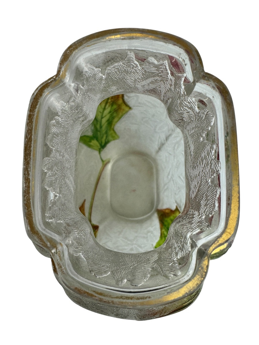 Baccarat - Vase Decorated With Acid-etched Red Flowers And Enamel-photo-4