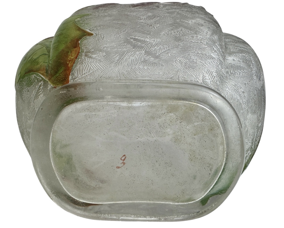 Baccarat - Vase Decorated With Acid-etched Red Flowers And Enamel-photo-5