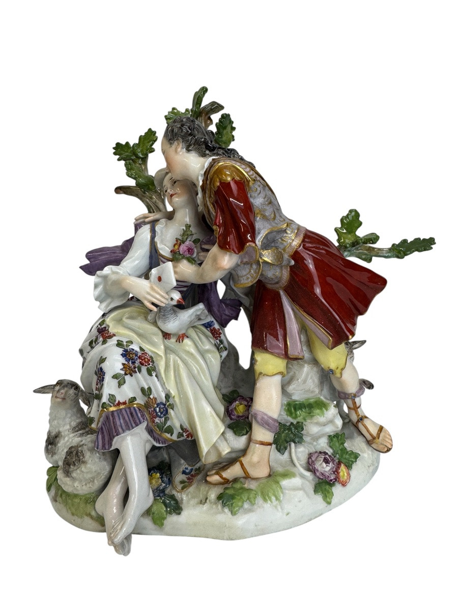 Meissen - Group Of Shepherds In Porcelain-photo-2