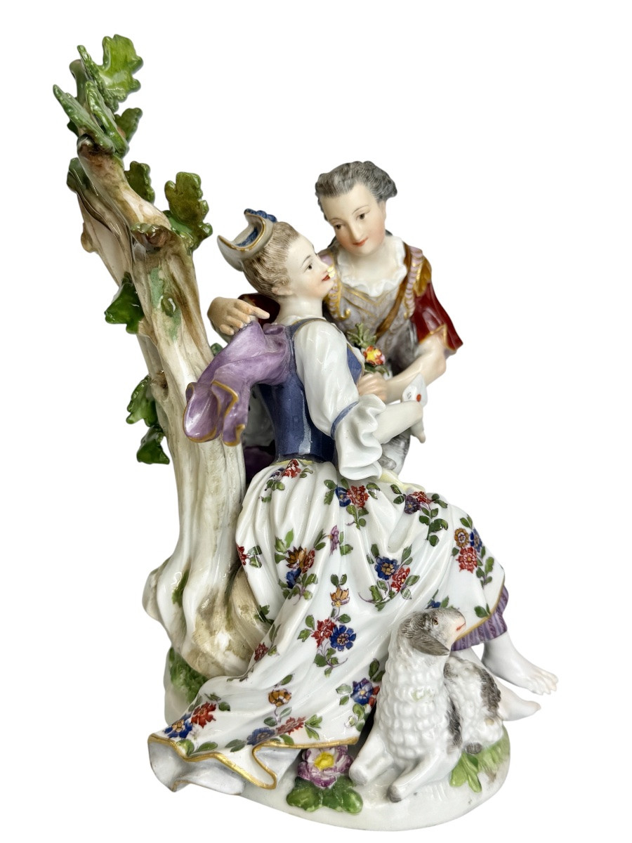 Meissen - Group Of Shepherds In Porcelain-photo-4