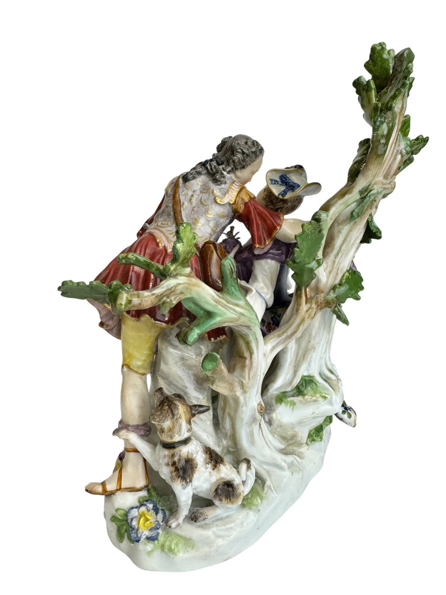 Meissen - Group Of Shepherds In Porcelain-photo-2