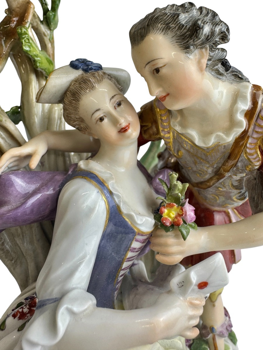 Meissen - Group Of Shepherds In Porcelain-photo-4