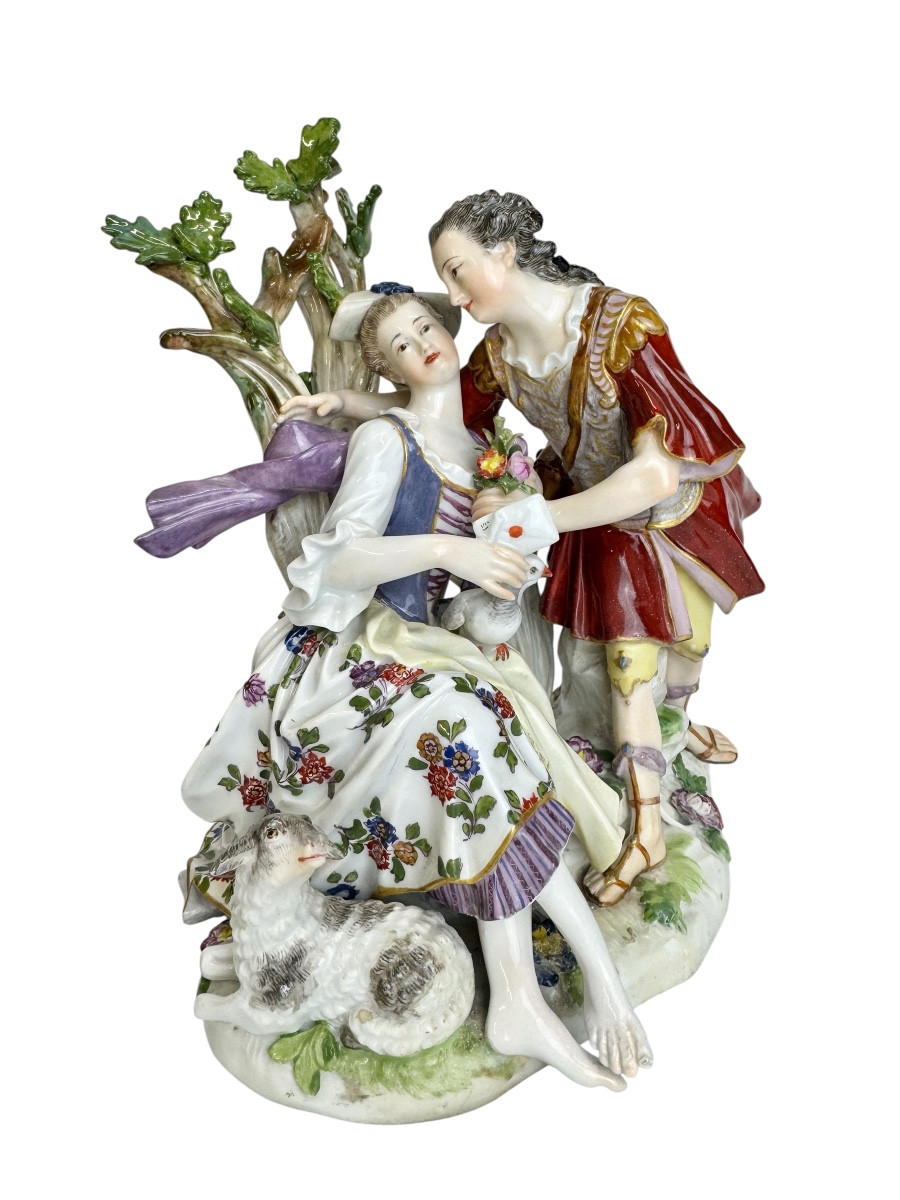 Meissen - Group Of Shepherds In Porcelain