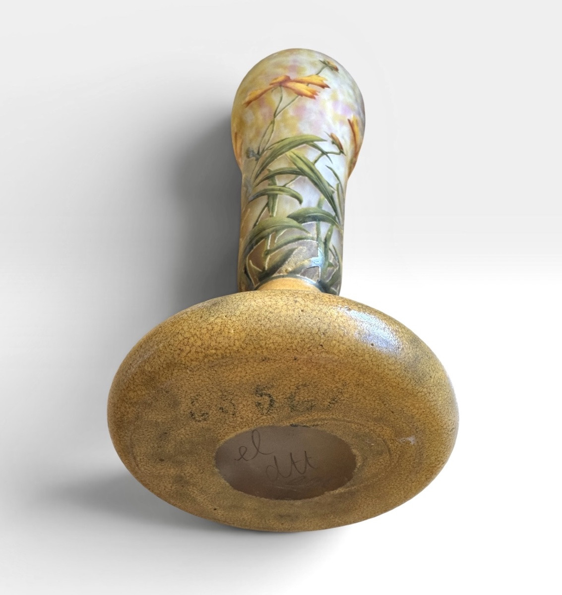 Daum Nancy - Engraved And Enamelled Vase With Coréopsis Flowers-photo-5