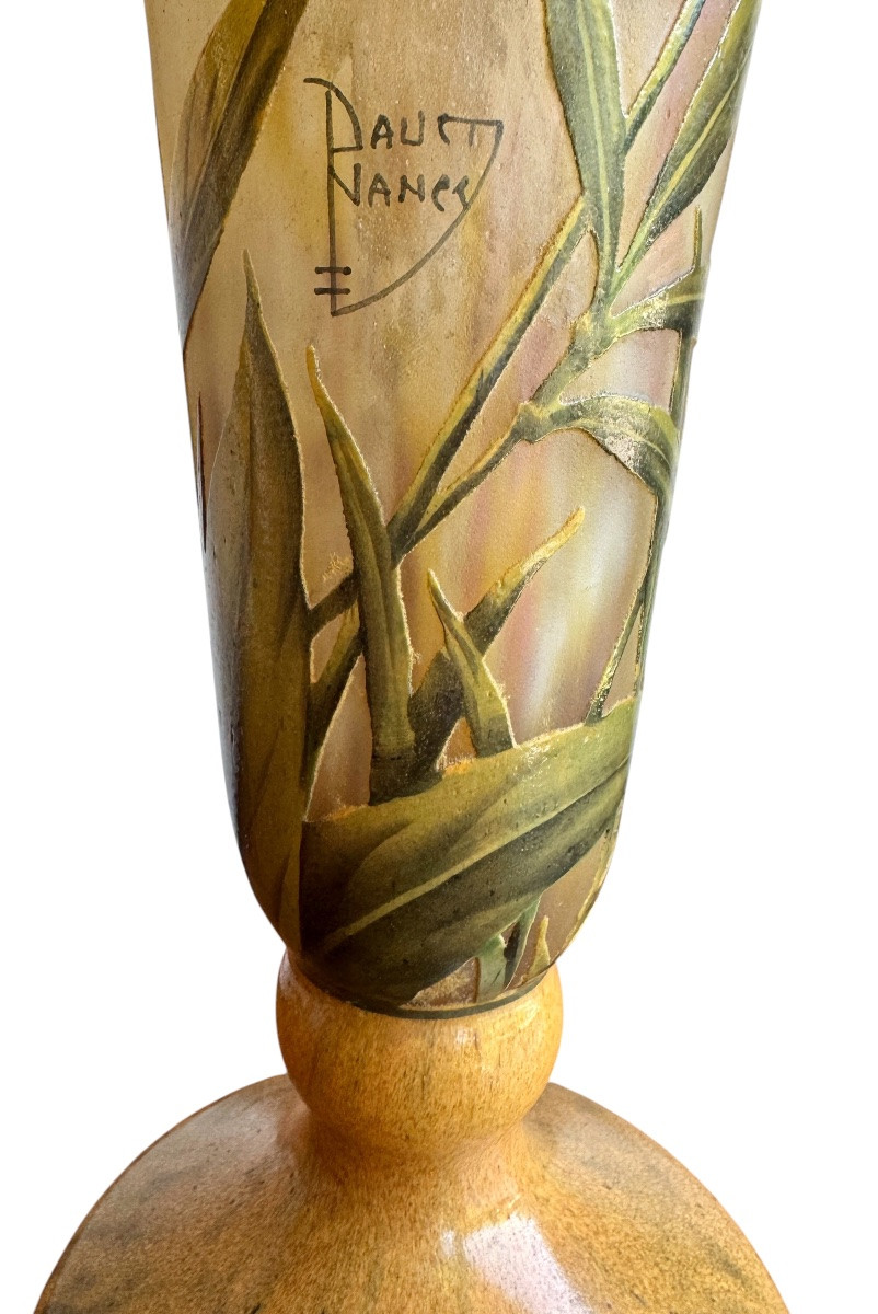 Daum Nancy - Engraved And Enamelled Vase With Coréopsis Flowers-photo-6