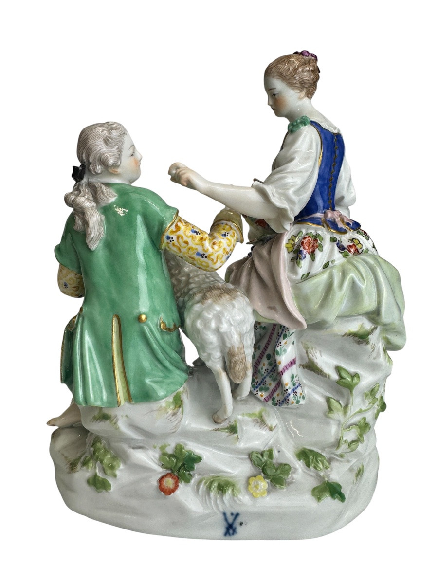 Meissen - Groupe de bergers modèle de Michel Victor Acier-photo-4
