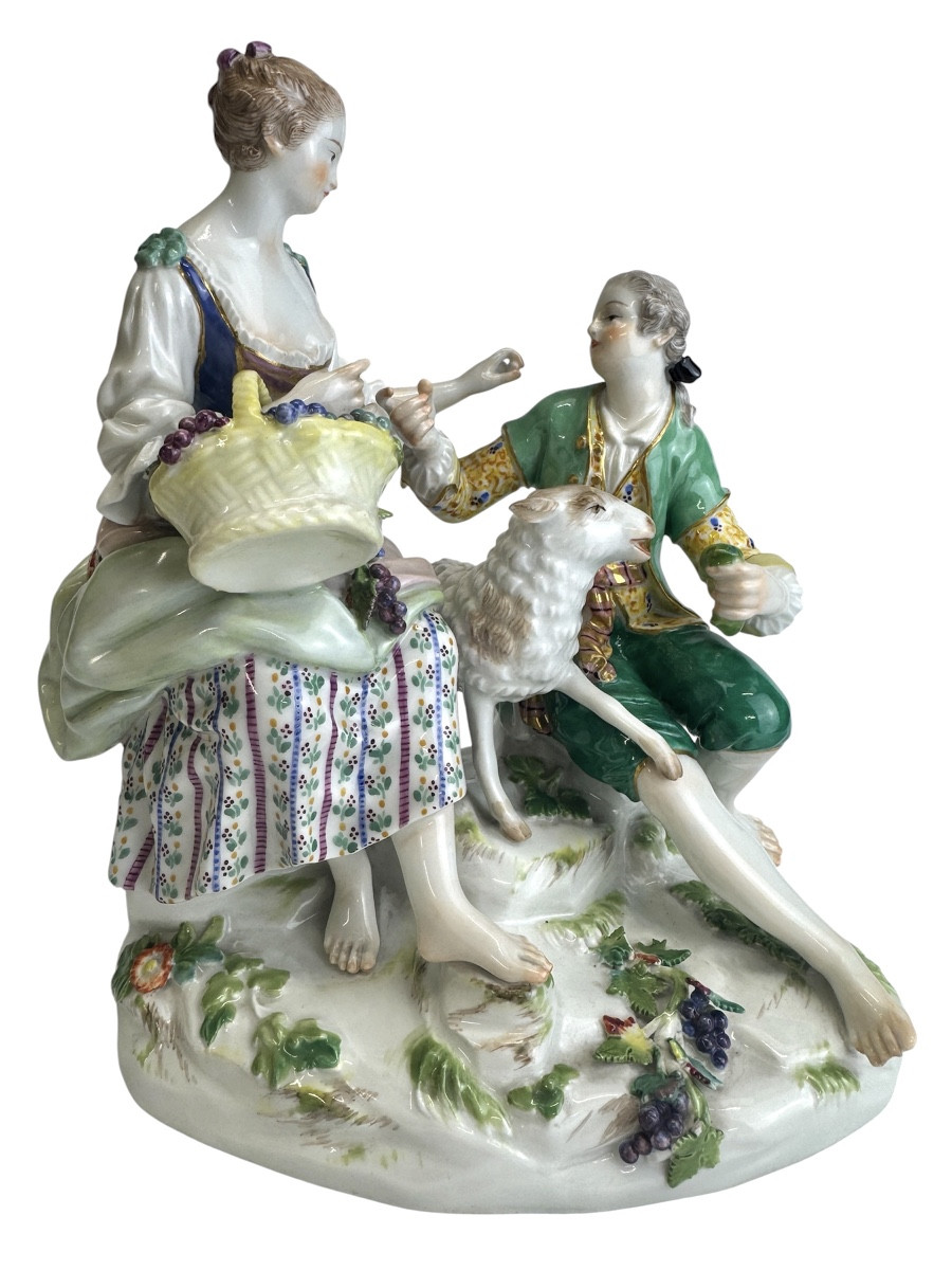 Meissen - Groupe de bergers modèle de Michel Victor Acier