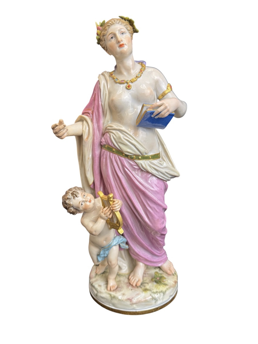 Meissen - Groupe en porcelaine Allégorie de la Musique. 