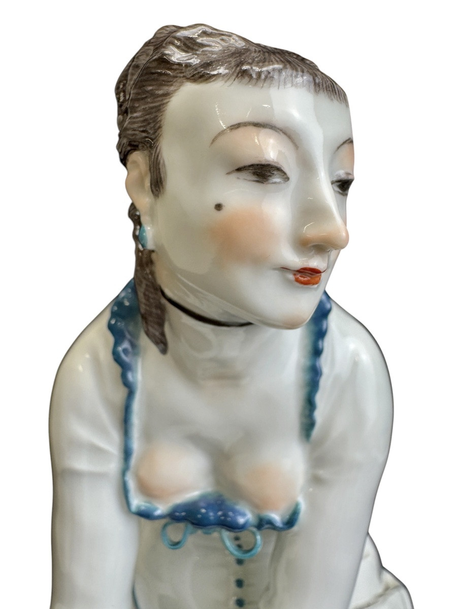 Meissen modèle de Paul Scheurich- Groupe en porcelaine Dame avec Cupidon -photo-2