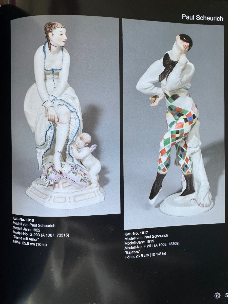 Meissen modèle de Paul Scheurich- Groupe en porcelaine Dame avec Cupidon -photo-7