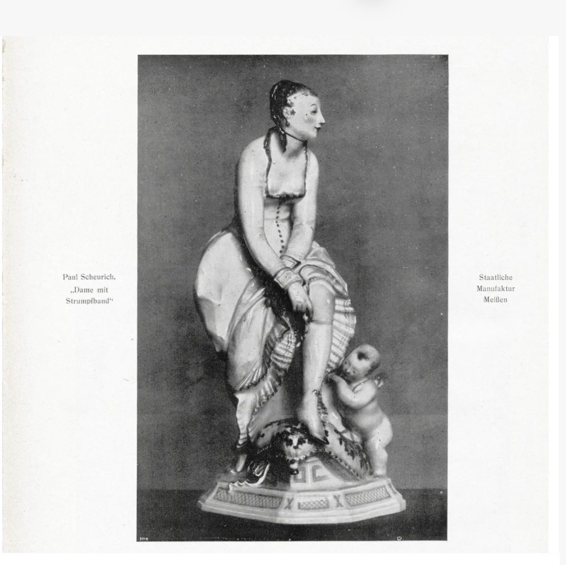Meissen modèle de Paul Scheurich- Groupe en porcelaine Dame avec Cupidon -photo-8