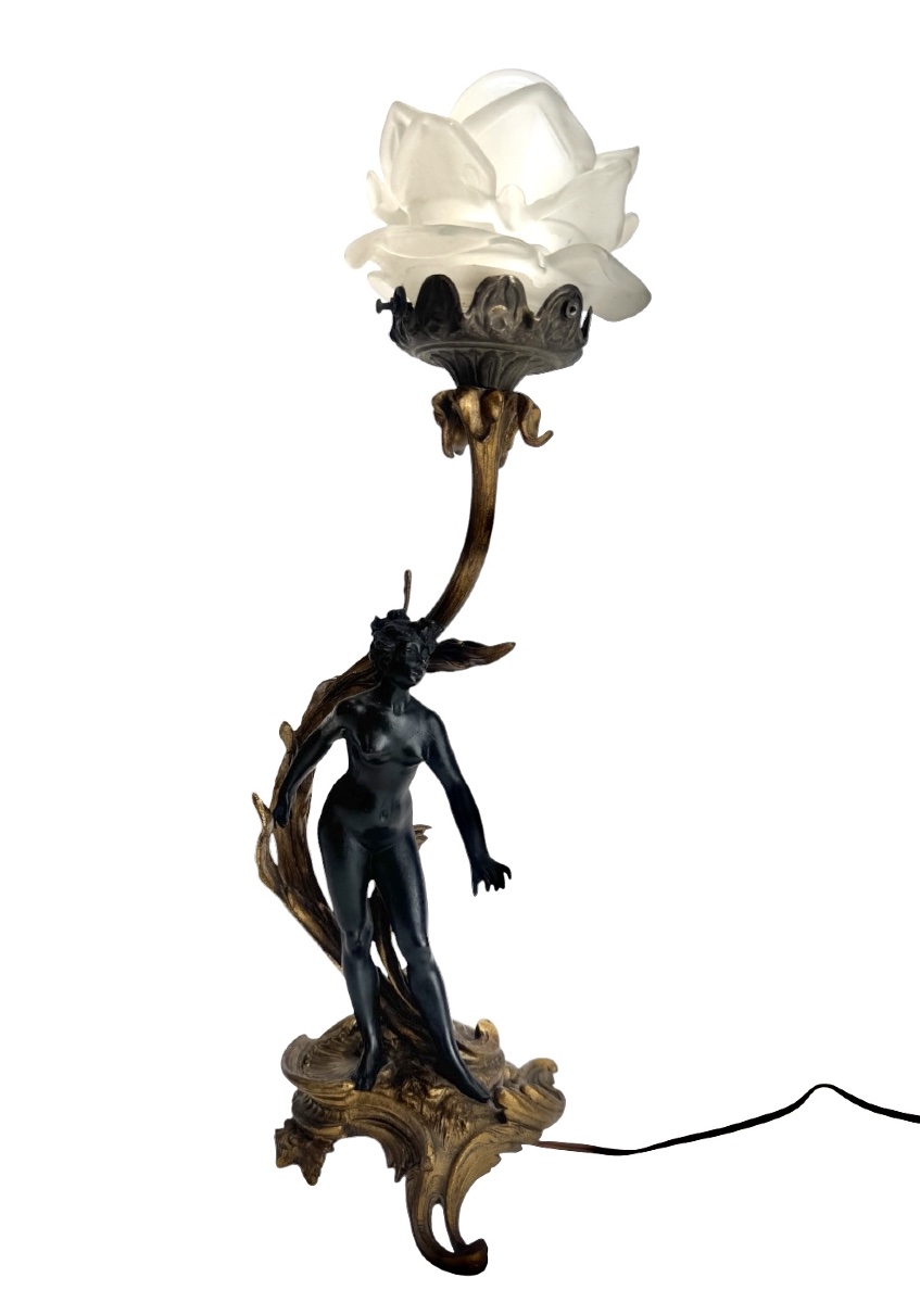 Lampe Art Nouveau en bronze -photo-4
